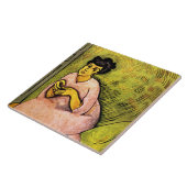 ピンク色の女エレガント性(女性ポートレート)アート タイル (側面)