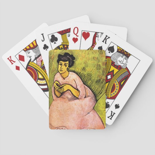 ピンク色の女エレガント性(女性ポートレート)アート トランプ (裏面)