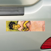 ピンク色の女エレガント性(女性ポートレート)アート バンパーステッカー (車上)