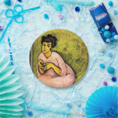 ピンク色の女エレガント性(女性ポートレート)アート ペーパープレート (パーティー)