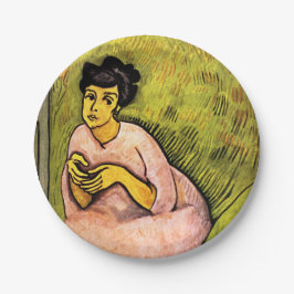 ピンク色の女エレガント性(女性ポートレート)アート ペーパープレート