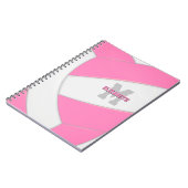 ピンク色の女子パーソナライズされたバレーボール ノートブック (左側)