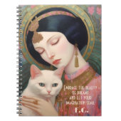ピンク色の女性の魅力的なアールデコポートレート ノートブック (正面)
