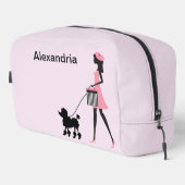 ピンク色の女性をパーソナライズ歩くブラックプードル ドップキット (右コーナー)