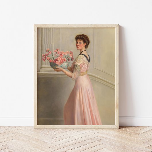 ピンク色の女性ポートレート | ジョン・コリアー ポスター