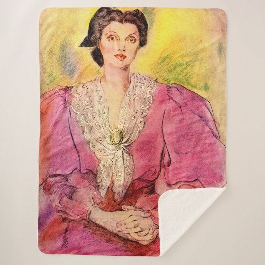 ピンク色の女性 シェルパブランケット (正面)