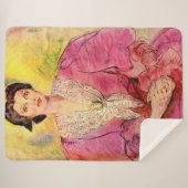 ピンク色の女性 シェルパブランケット (正面(横))