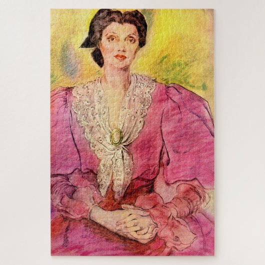 ピンク色の女性 ジグソーパズル (縦)