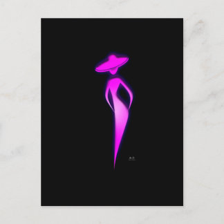 ピンク色の女性 ポストカード