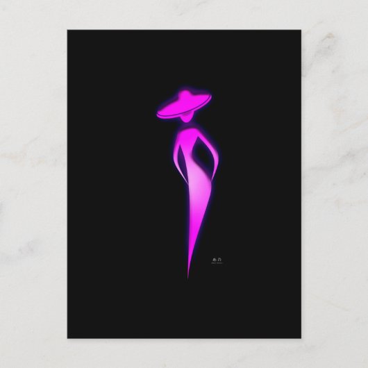 ピンク色の女性 ポストカード (正面)