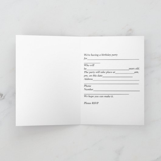 ピンク色の子供のための誕生日パーティーの招待 招待状 (内部)