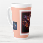 ピンク色の宇宙花 カフェラテマグ (左アングル)