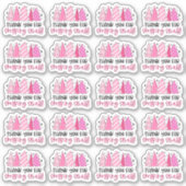 ピンク色の小さなショッピングツリーをありがとう シール (正面)