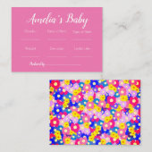 ピンク色の小さな花のベビー予測ゲーム エンクロージャーカード (正面/裏面)