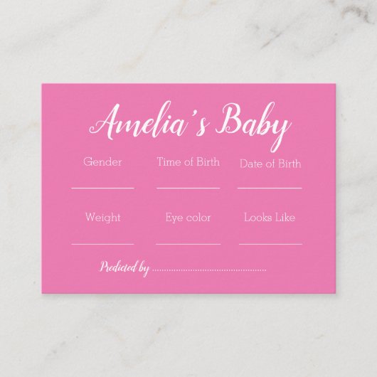 ピンク色の小さな花のベビー予測ゲーム エンクロージャーカード (正面)