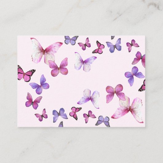 ピンク色の小さな蝶の赤ちゃんシャワー エンクロージャーカード (裏面)