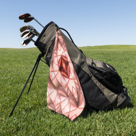 ピンク色の巨大な'真珠の花'、仮想スケッチ ゴルフタオル (グリーン)