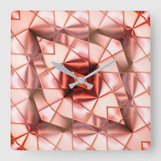 ピンク色の巨大な'真珠の花'、仮想スケッチ スクエア壁時計 (正面)
