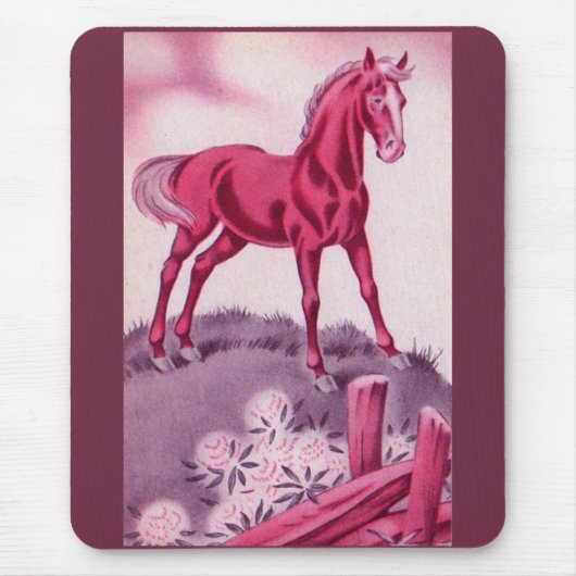 ピンク色の幸せな馬 マウスパッド (正面)
