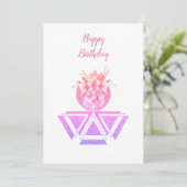 ピンク色の幾何学的アート&フラワーフラットカード (スタンド正面)