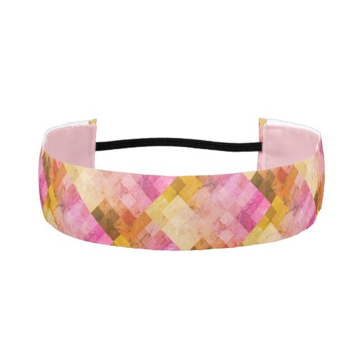 ピンク色の幾何学的パターン アスレチックヘッドバンド (正面)