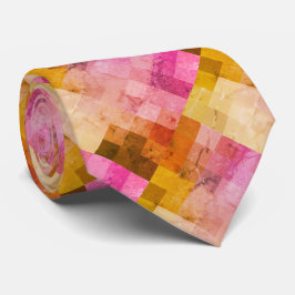 ピンク色の幾何学的パターン ネクタイ