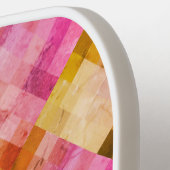 ピンク色の幾何学的パターン ピックルボールラケット (左詳細)