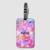 ピンク色の心の持ち運び用ラゲッジタグ ラゲッジタグ (正面縦)