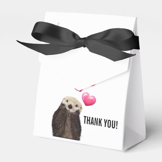 ピンク色の愛で可愛いオッターハートありがとう フェイバーボックス (正面サイド)