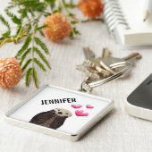 ピンク色の愛で可愛いオッターハート キーホルダー (側面)