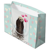 ピンク色の愛で可愛いオッターハート ラージペーパーバッグ (裏面アングル)