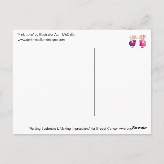ピンク色の愛の乳癌はがき ポストカード (裏面)