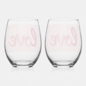 ピンク色の愛 ステムなしワイングラス (裏面)