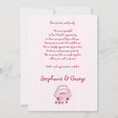 ピンク色の手書きお洒落落書き結婚写真 サンキューカード (裏面)