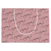 ピンク色の手書型「ありがとう」 ラージペーパーバッグ (正面)