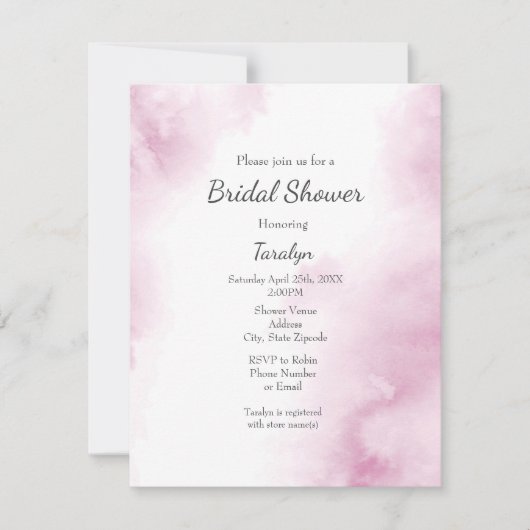 ピンク色の抽象芸術枠 招待状 (正面)