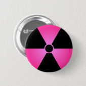 ピンク色の放射線記号 缶バッジ (正面&裏面)