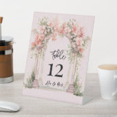 ピンク色の教会結婚のテーブル番号 台座サイン (インサイチュ)