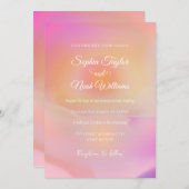 ピンク色の日の出のグラデーションの美的 招待状 (正面/裏面)