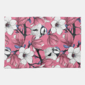 ピンク色の春の時間 キッチンタオル (横)