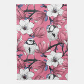ピンク色の春の時間 キッチンタオル (縦)