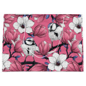 ピンク色の春の時間 ラージペーパーバッグ (正面)