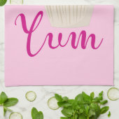 ピンク色の曇ったカップケーキユム! キッチンタオル (折り畳み)