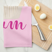 ピンク色の曇ったカップケーキユム! キッチンタオル (四つ折り)