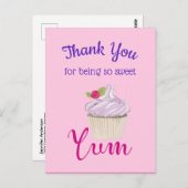 ピンク色の曇ったカップケーキユム！サンキュー ポストカード (正面/裏面)