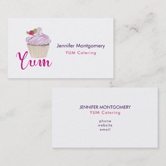 ピンク色の曇ったカップケーキユム！ 名刺 (正面/裏面)