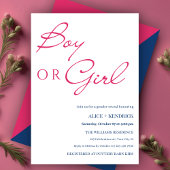 ピンク色の書道の少年または少女のジェンダーの明け 招待状