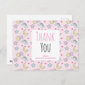 ピンク色の月星雲模様ありがとう ポストカード (正面/裏面)
