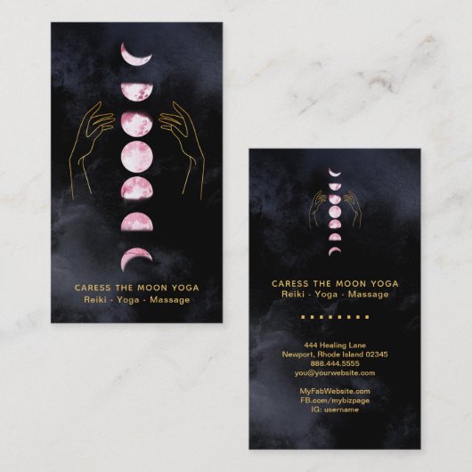 *~*ピンク色の月相+ハンズ・シェナティック 名刺 (正面/裏面)