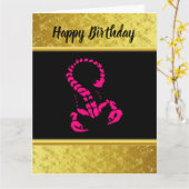 ピンク色の有毒なサソリ非常に有毒な昆虫 カード (黄色い花)